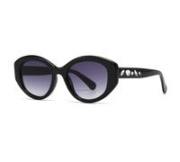 HPIRME Luxury Sunglasses Women Oval Uv Protection Shades Small Size Sunshade Mirror Uv400(Black)