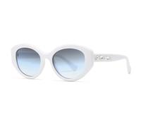 HPIRME Luxury Sunglasses Women Oval Uv Protection Shades Small Size Sunshade Mirror Uv400(White)