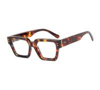 HPIRME Luxury Thick Frame Women Glasses Retro Rice Nail Men Uv400(Leopard Clear)