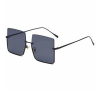 HPIRME Luxury Trendy Oversized Half Frame Women Glasses Metal Men Driving Shade Uv400(Black Gray)