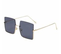 HPIRME Luxury Trendy Oversized Half Frame Women Glasses Metal Men Driving Shade Uv400(Gold Gray)