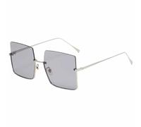 HPIRME Luxury Trendy Oversized Half Frame Women Glasses Metal Men Driving Shade Uv400(Silver Gray)
