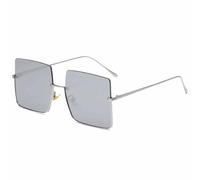 HPIRME Luxury Trendy Oversized Half Frame Women Glasses Metal Men Driving Shade Uv400(Silver Silver)