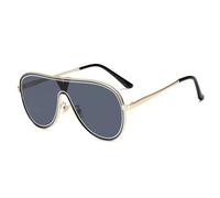 HPIRME Luxury Vintage Flat Top Glasses Women Big Frame Gradient Lens Round Man Driving Shades(C1 Black Grey)
