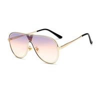 HPIRME Luxury Vintage Flat Top Glasses Women Big Frame Gradient Lens Round Man Driving Shades(C5 Purple Lens)