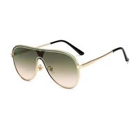HPIRME Luxury Vintage Flat Top Glasses Women Big Frame Gradient Lens Round Man Driving Shades(C6 Brown Pink)