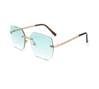 HPIRME Luxury Vintage Glasses Women Oversized Rimless Uv400(Green)