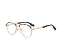 HPIRME Men Big Frame Glasses Blocking Double Bridge Metal Glasses Frame Male Spring Hinge Clear(1)