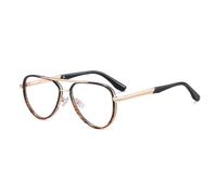 HPIRME Men Big Frame Glasses Blocking Double Bridge Metal Glasses Frame Male Spring Hinge Clear(3)