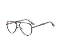 HPIRME Men Big Frame Glasses Blocking Double Bridge Metal Glasses Frame Male Spring Hinge Clear(5)