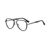 HPIRME Men Big Frame Glasses Blocking Double Bridge Metal Glasses Frame Male Spring Hinge Clear(6)