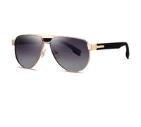 HPIRME Men Uv400 Polarized Sunglasses Women Metal Non-slip Frame Driving Shade(Gold Gradient Gray)