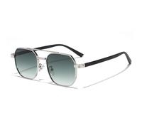 HPIRME Men Women's Fashion Oversized Glasses Shades Metal Lens(silver green)