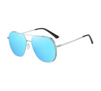 HPIRME Men's Glasses Luxury Metal Polarized Male Shades Uv400(Silver Blue)