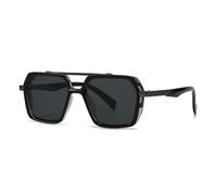 HPIRME Men's Sunglasses Retro Double Bridge Frame(black)