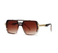 HPIRME Men's Sunglasses Retro Double Bridge Frame(Coffee)