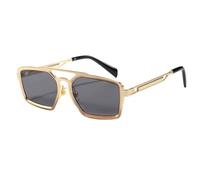 HPIRME Metal Double Beam Retro Men's Glasses Luxury Women's Outdoor Screen Mirrors Driving Mirrors Uv400(Black black)