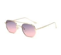 HPIRME Metal Driving Glasses Shades Double Bridge Gradient Uv400 Female(grey pink)