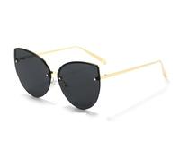 HPIRME Metal Frameless Glasses Women Men Luxury Vintage Punk Ladies Uv400(Gold-Black)