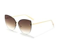 HPIRME Metal Frameless Glasses Women Men Luxury Vintage Punk Ladies Uv400(Gold-LightBrown)