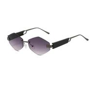 HPIRME Metal Frameless Rhombus Glasses Women Vintage Punk Hip Hop Uv400(Gun-Gray)