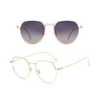 HPIRME Metal Glasses Women Magnetic Clip Cover Vintage Eyeglasses Frame Polarized(C5)