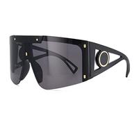 HPIRME One Oversized Sunglasses Goggles Men Women Sunshade Uv400 Retro Glasses,BLACK,one size