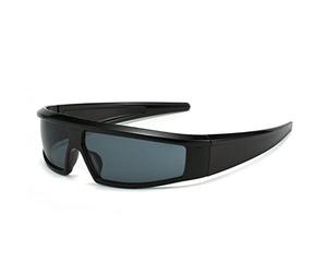 HPIRME One Piece Flat Top Sunglasses Women Vintage Wrap Around Sun Glasses Men Punk Cool Shades,C1,one size