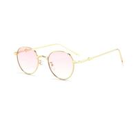 HPIRME Oval Glasses Women Metal Frame Vintage Men Shades Female Uv400(pink)