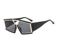 HPIRME Oversize Glasses Women Vintage Mirror Shades Uv400(black gold)