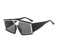 HPIRME Oversize Glasses Women Vintage Mirror Shades Uv400(black silver)