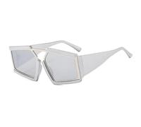 HPIRME Oversize Glasses Women Vintage Mirror Shades Uv400(silver)