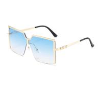HPIRME Oversize Rimless Glasses Fashion Women Men(Gold-Blue)