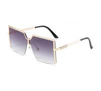 HPIRME Oversize Rimless Glasses Fashion Women Men(Gold-Gray)