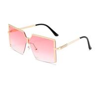 HPIRME Oversize Rimless Glasses Fashion Women Men(Gold-Pink)