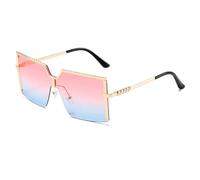 HPIRME Oversize Rimless Glasses Fashion Women Men(Gold-PinkBlue)