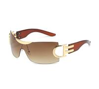 HPIRME Oversize Sports Men's Cycling Sun Glasses Punk One Piece Goggle Women Sun Glasses Sunglasses,Gold Grey,one size