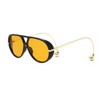 HPIRME Oversize Sunglasses Fashion Punk Shades Uv400(Black orange)