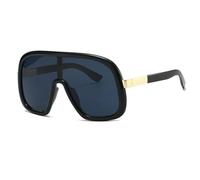 HPIRME Oversized Fashion Glasses Trendy Gradient Vintage Luxury Big Frame Shades for Women and Men Ladies(Black-Black)