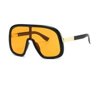 HPIRME Oversized Fashion Glasses Trendy Gradient Vintage Luxury Big Frame Shades for Women and Men Ladies(Black-Orange)