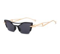 HPIRME Oversized Half Frame Double Beam Sunglasses for Women Uv400(C1Black)