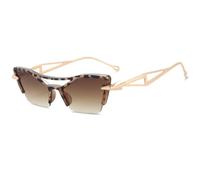 HPIRME Oversized Half Frame Double Beam Sunglasses for Women Uv400(C5Leopard)