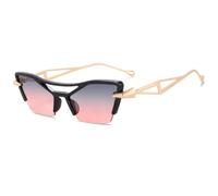HPIRME Oversized Half Frame Double Beam Sunglasses for Women Uv400(C6BlackPink)