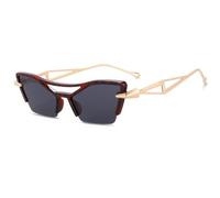 HPIRME Oversized Half Frame Double Beam Sunglasses for Women Uv400(C7RedLeopard)