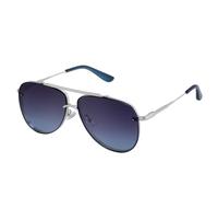 HPIRME Oversized Punk Glasses Men Women Luxury Trendy Oval Big Metal Frame Steampunk Double Beam Shades(C5SilverGrayBlue)