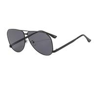 HPIRME Oversized Round Glasses Women Luxury Trendy Double Beam Shades Metal Frame Vintage Oval(C2BlackGray)