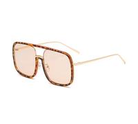 HPIRME Oversized Square Sunglasses Women Retro Transparent galsees For Men Ladies Eyewear,Leopard Tea,One size