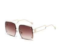 HPIRME Oversized Women Gradient Glasses Fashion Rimless Metal Female Shades Luxury Vintage Uv400(3)