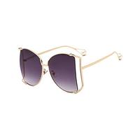 HPIRME Pearls Half Round Sunglasses Women Big Frame Gradient Sun Glasses Female Eyewear,1,One size