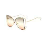 HPIRME Pearls Half Round Sunglasses Women Big Frame Gradient Sun Glasses Female Eyewear,5,One size